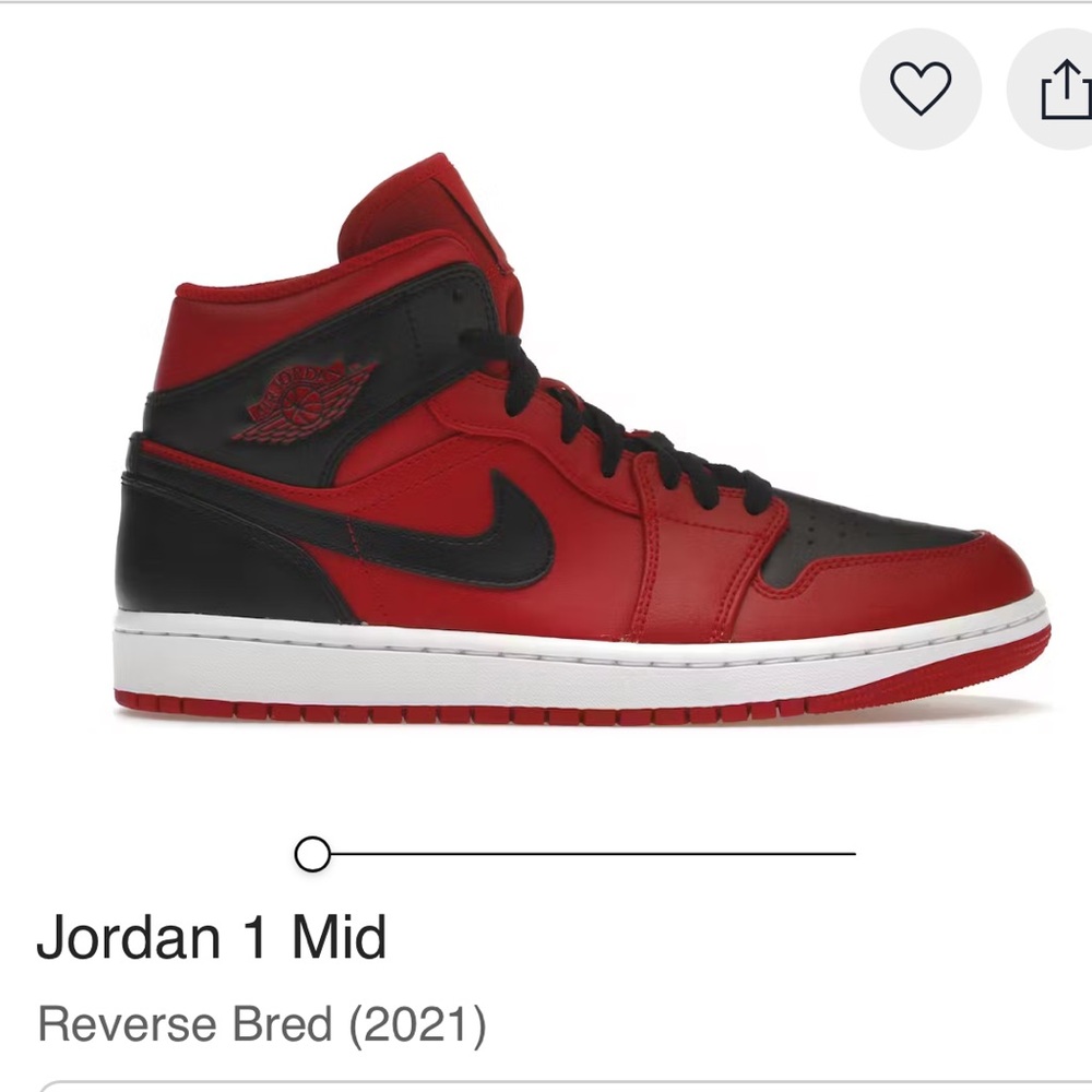 Air Jordan 1 Mid Reverse Bred Sneakers, Men’s Size 9